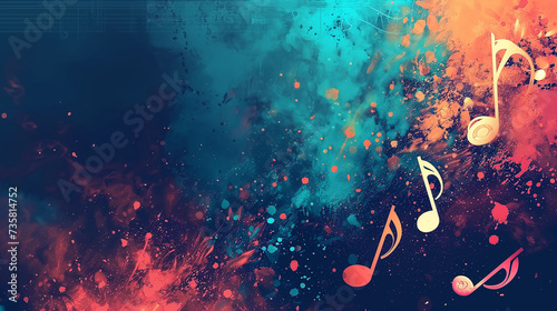 Colorful Musical Notes Abstract Background.