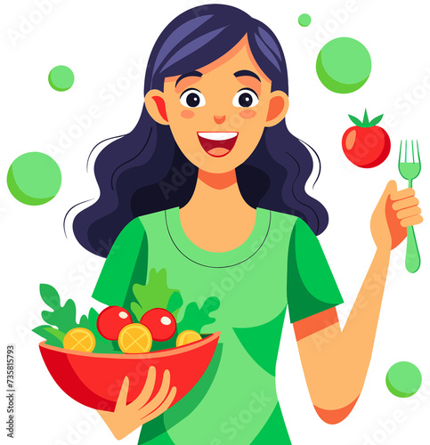 girl eating healthy salad