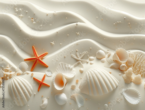 Beach Harmony: Starfish on a Spacious Seaside.