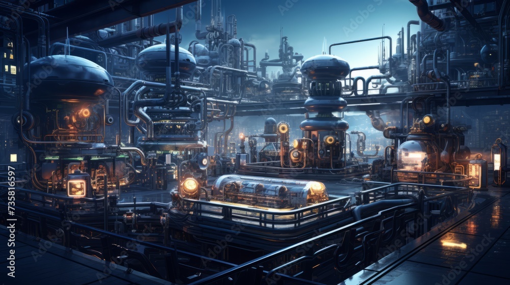 High-tech industrial factory with cutting-edge electronic equipment, robotics, and hardware - royalty-free stock image for industry, manufacturing, and technology concepts High-tech industrial factory with cutting-edge electronic equipment, robotics, and hardware - royalty-free stock image for industry, manufacturing, and technology concepts