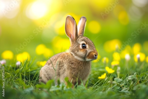 Small Rabbit Sitting in the Grass