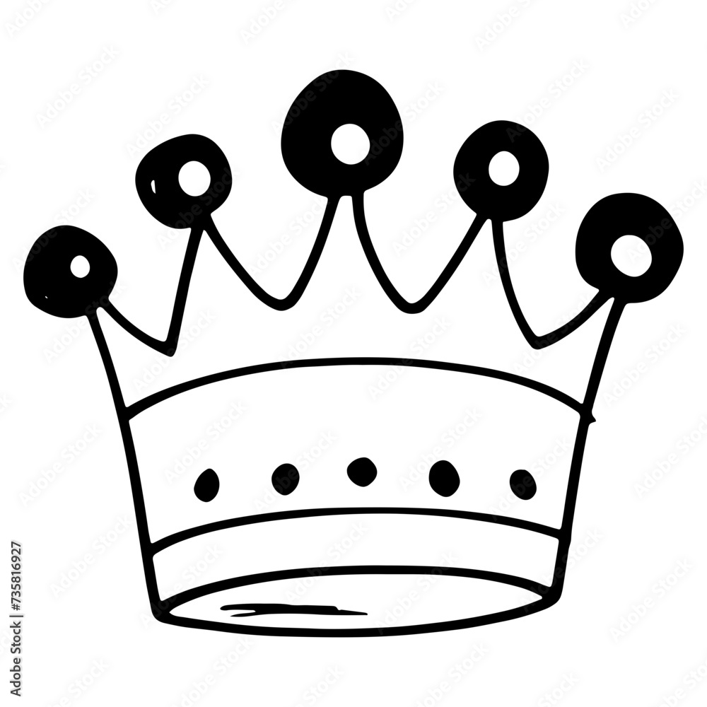 Hand down king or queen crown sketch, fellow crowned tiara, beautiful diadem and luxurious decals vector illustration Hand down king or queen crown sketch, fellow crowned tiara, beautiful diadem and luxurious decals vector illustration