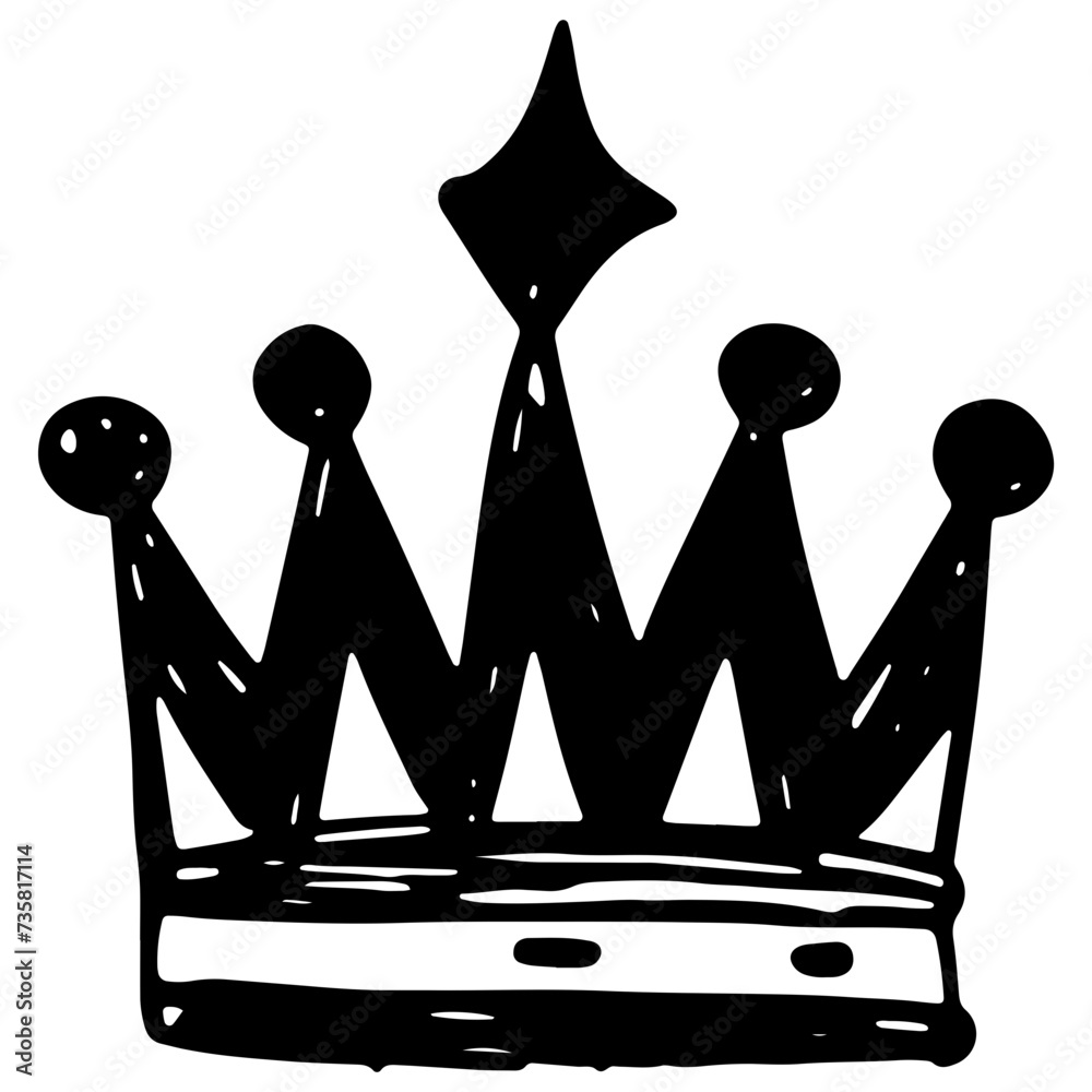 Hand down king or queen crown sketch, fellow crowned tiara, beautiful diadem and luxurious decals vector illustration Hand down king or queen crown sketch, fellow crowned tiara, beautiful diadem and luxurious decals vector illustration