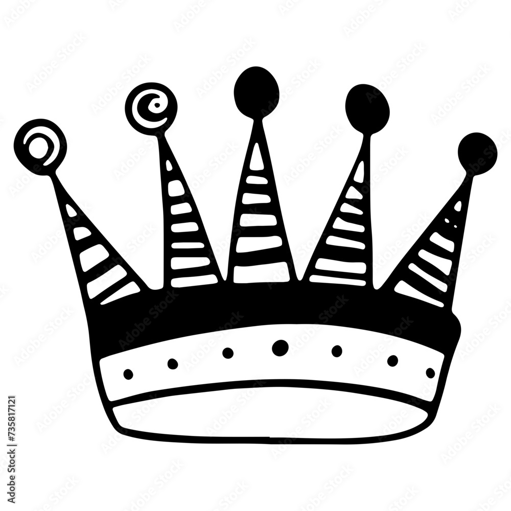 Hand down king or queen crown sketch, fellow crowned tiara, beautiful diadem and luxurious decals vector illustration Hand down king or queen crown sketch, fellow crowned tiara, beautiful diadem and luxurious decals vector illustration