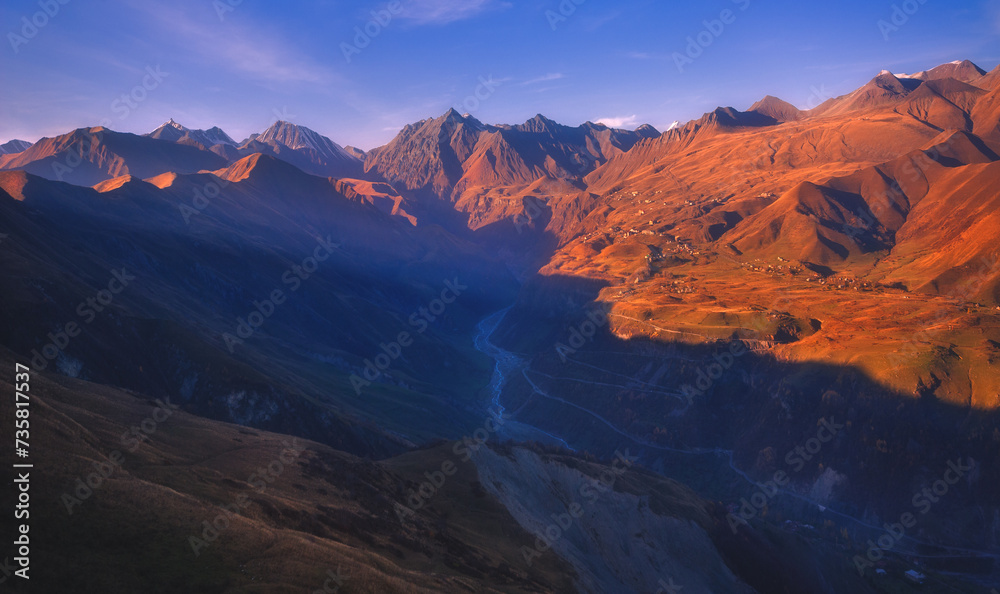 late autumn view of caucasus mountains