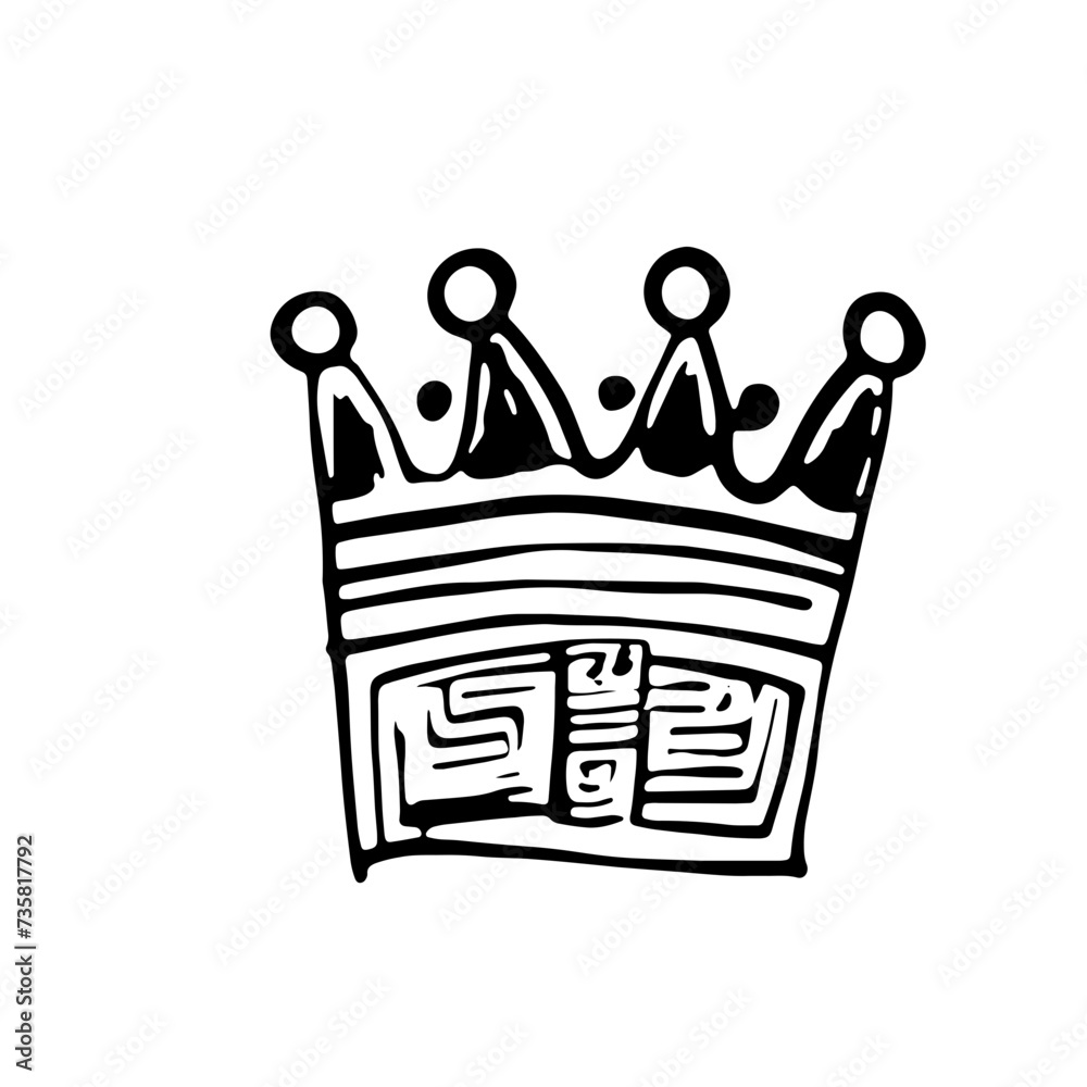 Hand down king or queen crown sketch, fellow crowned tiara, beautiful diadem and luxurious decals vector illustration Hand down king or queen crown sketch, fellow crowned tiara, beautiful diadem and luxurious decals vector illustration