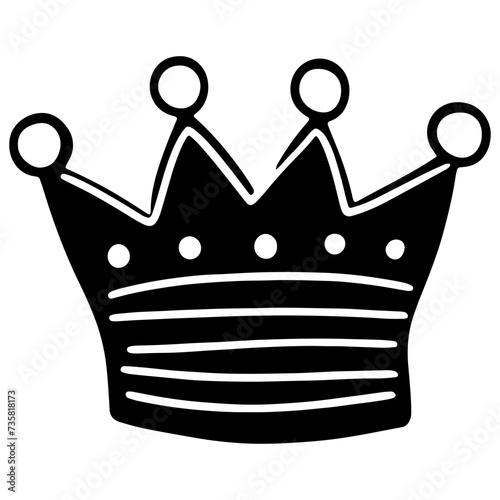 Hand down king or queen crown sketch, fellow crowned tiara, beautiful diadem and luxurious decals vector illustration