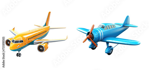 A 3d cartoon render aeroplane on transparent png background