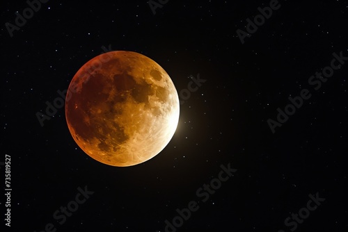 A Red Moon Shines in the Dark Sky