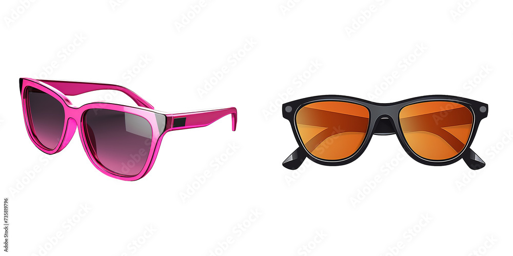 A 3d render cartooon sunglasses on transparent png background A 3d render cartooon sunglasses on transparent png background