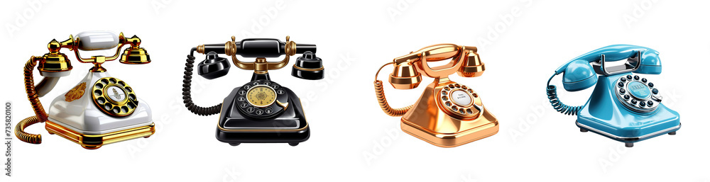 A 3d render telephone A 3d render scooter on transparent png background