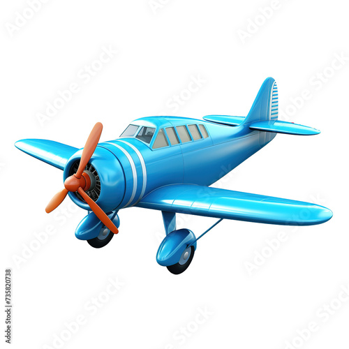 A 3d cartoon render aeroplane on transparent png background