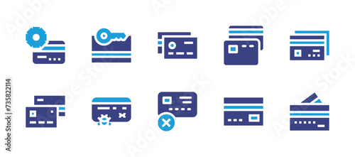 Credit card icon set. Duotone color. Vector illustration. Containing setting, credit card, no credit card. © Huticon
