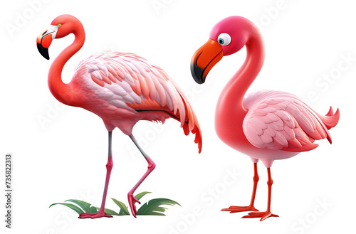 a 3d cartoon illustration flamingo on transparent png background