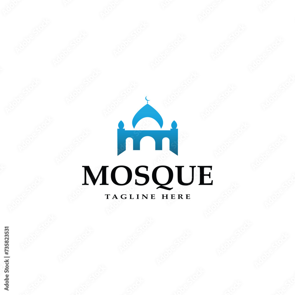 mosque logo illustration with gradient colors vector design