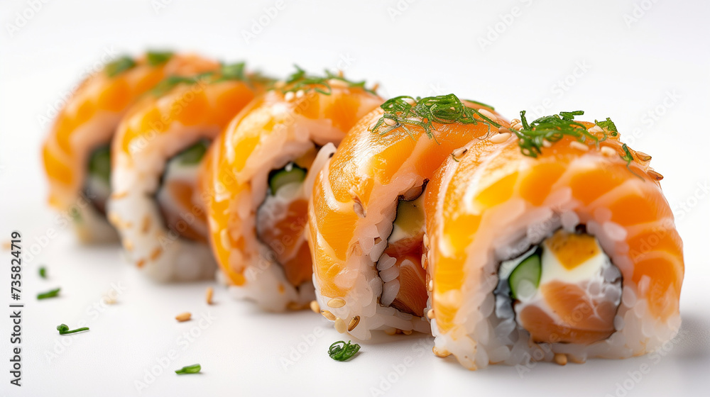 japanese sushi food. Maki ands rolls with tuna, salmon, shrimp, crab and avocado. Top view of assorted sushi. Rainbow sushi roll and nigiri. Set of sushi and maki with soy sauce white background japanese sushi food. Maki ands rolls with tuna, salmon, shrimp, crab and avocado. Top view of assorted sushi. Rainbow sushi roll and nigiri. Set of sushi and maki with soy sauce white background