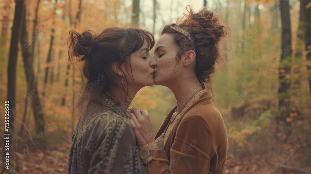 Fototapeta premium Two girls kissing 