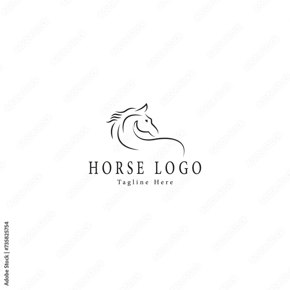 vector horse logo with lines on a white background vector horse logo with lines on a white background