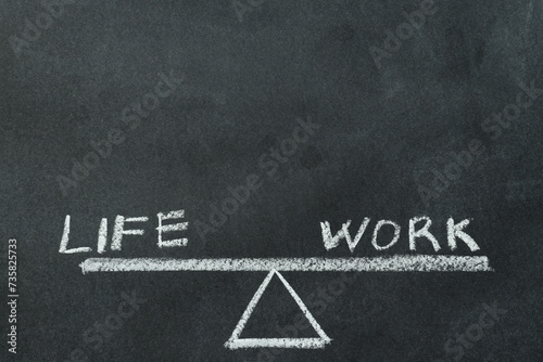 Work-life balance concept, drawing on a blackboard.
