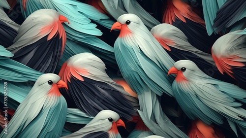 Beautiful 3D birds patter seamless for animal concept background illustration. © Alpa