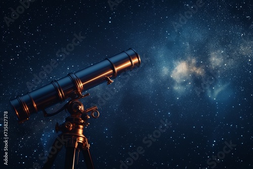 Telescope Stargazing on Black Night photo
