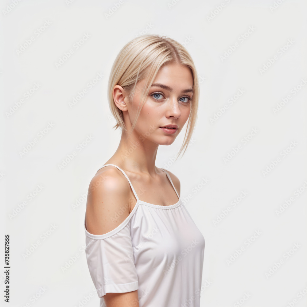 Portrait of a woman on a white background. AI Portrait of a woman on a white background. AI