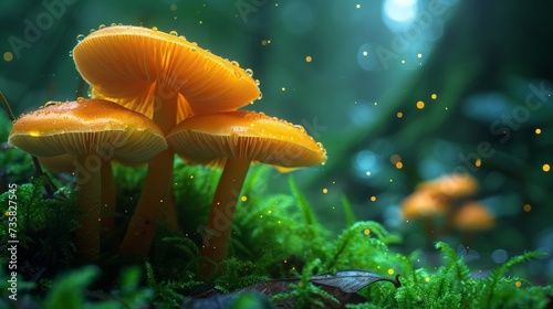 Bioluminescent Mushrooms in Enchanted Forest