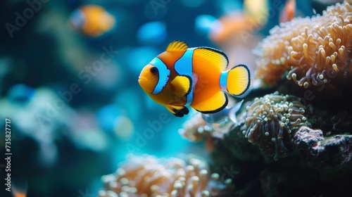 Tropical Fish Aquarium on Blue Background © Custom Media