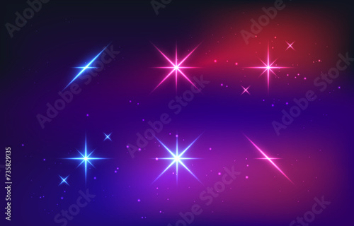 3d Glow Neon Effect Stars Collection