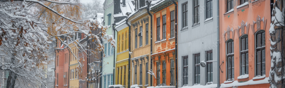 Fototapeta premium winter street of the old town 