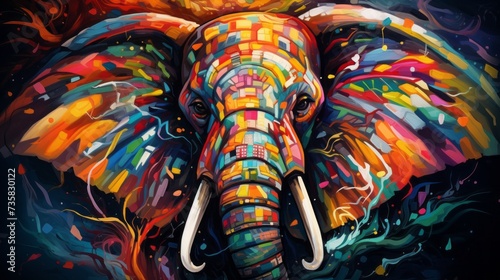 Vibrant elephant art  stunning colorful painting with abstract background - perfect for creative projects    adobe stock