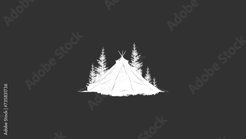 tent in the forest without background
