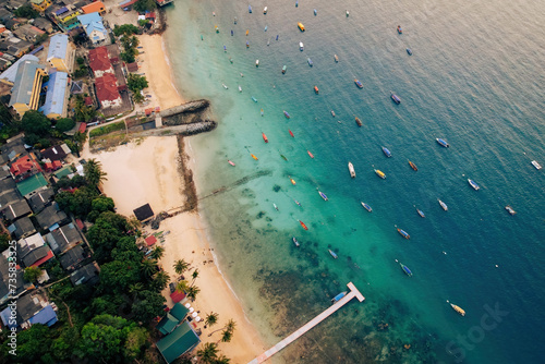 Aerial view of the Fisherman's village in Perhentian Island, Terengganu, Malaysia. photo