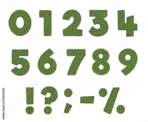 numbers with green grass texture realistic vector