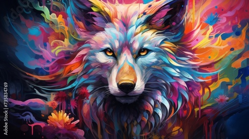 Vibrant fantasy animal illustration: captivating colorful painting with abstract elements - perfect for creative projects and inspiration