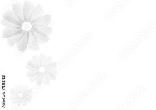 水彩のモノクロの花の背景イラスト