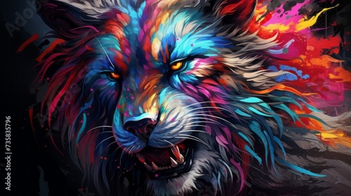 Vibrant fantasy animal illustration  captivating colorful painting with abstract elements - perfect for creative projects and inspiration