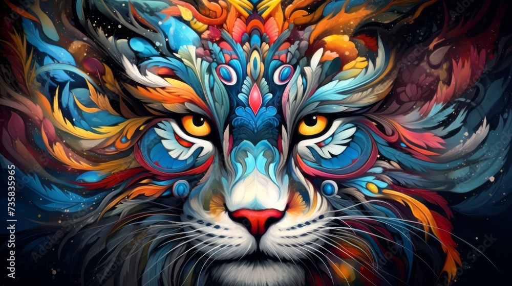 Vibrant fantasy animal illustration: captivating colorful painting with abstract elements - perfect for creative projects and inspiration
