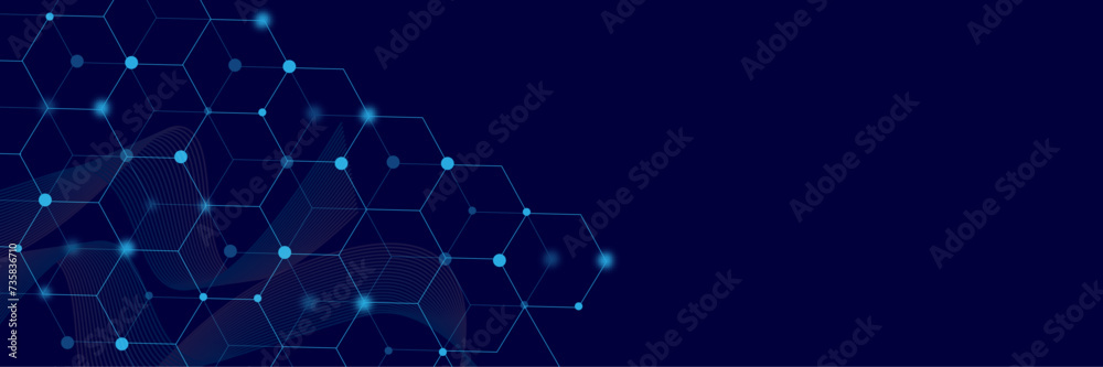 Modern scientific abstract background with hexagon shapes, lines and dots. Abstract geometric background with hexagon shapes for medicine, science, chemistry. Modern scientific abstract background with hexagon shapes, lines and dots. Abstract geometric background with hexagon shapes for medicine, science, chemistry.