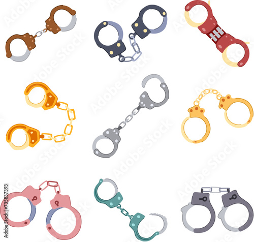 handcuffs set cartoon vector illustration