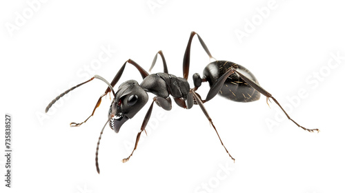 close-up photo of black ants on transparent background