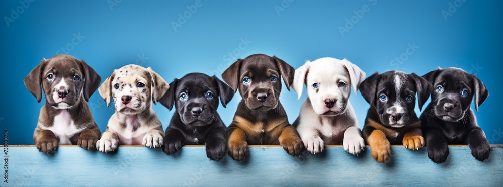 Adorable Puppies in a Row: Perfect Pets Portrait