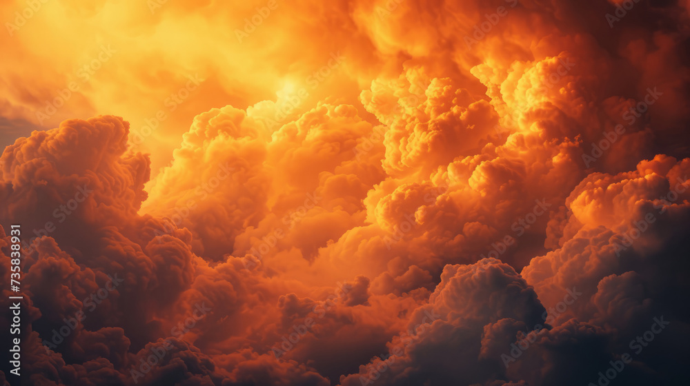 Beautiful background photography of clouds in the sky, orange colored sunlight