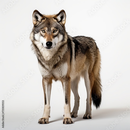 Majestic Wolf Standing Isolated on White Background © miriam artgraphy