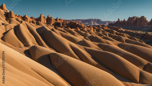 desert with sand and rocks in the background,