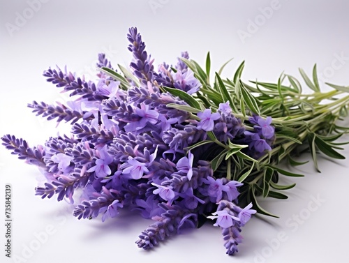 Fresh lavendulan flower on the white background photo