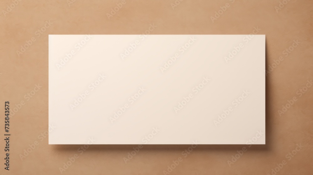 Minimalist blank paper card mockup on warm neutral beige background Minimalist blank paper card mockup on warm neutral beige background