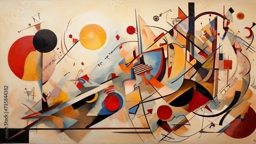 Modern impressionism technique. Wall poster print template. Abstract painting art. Hand drawn by dry brush of paint background texture. Kandinsky style. Generative AI