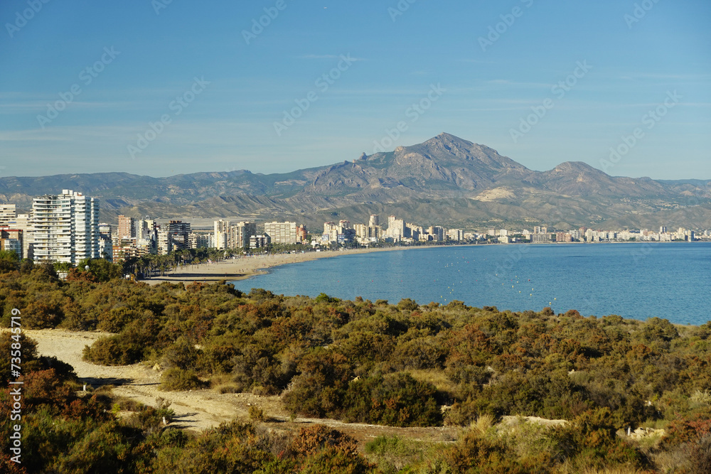 The panorama of San Juan beach in Alicante, Spain