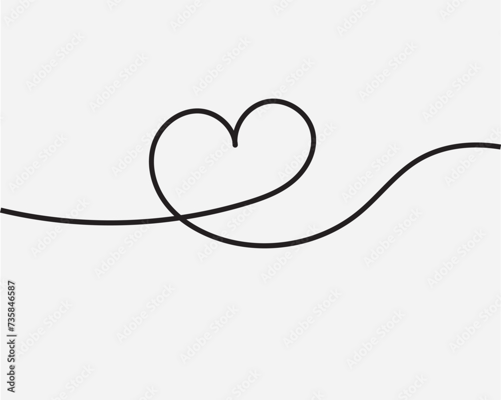 One continuous drawing of heart and color shape love sign. Thin contour and romantic symbol for greeting card and web banner in simple linear style. Editable stroke. Doodle outline vector. Vector file One continuous drawing of heart and color shape love sign. Thin contour and romantic symbol for greeting card and web banner in simple linear style. Editable stroke. Doodle outline vector. Vector file